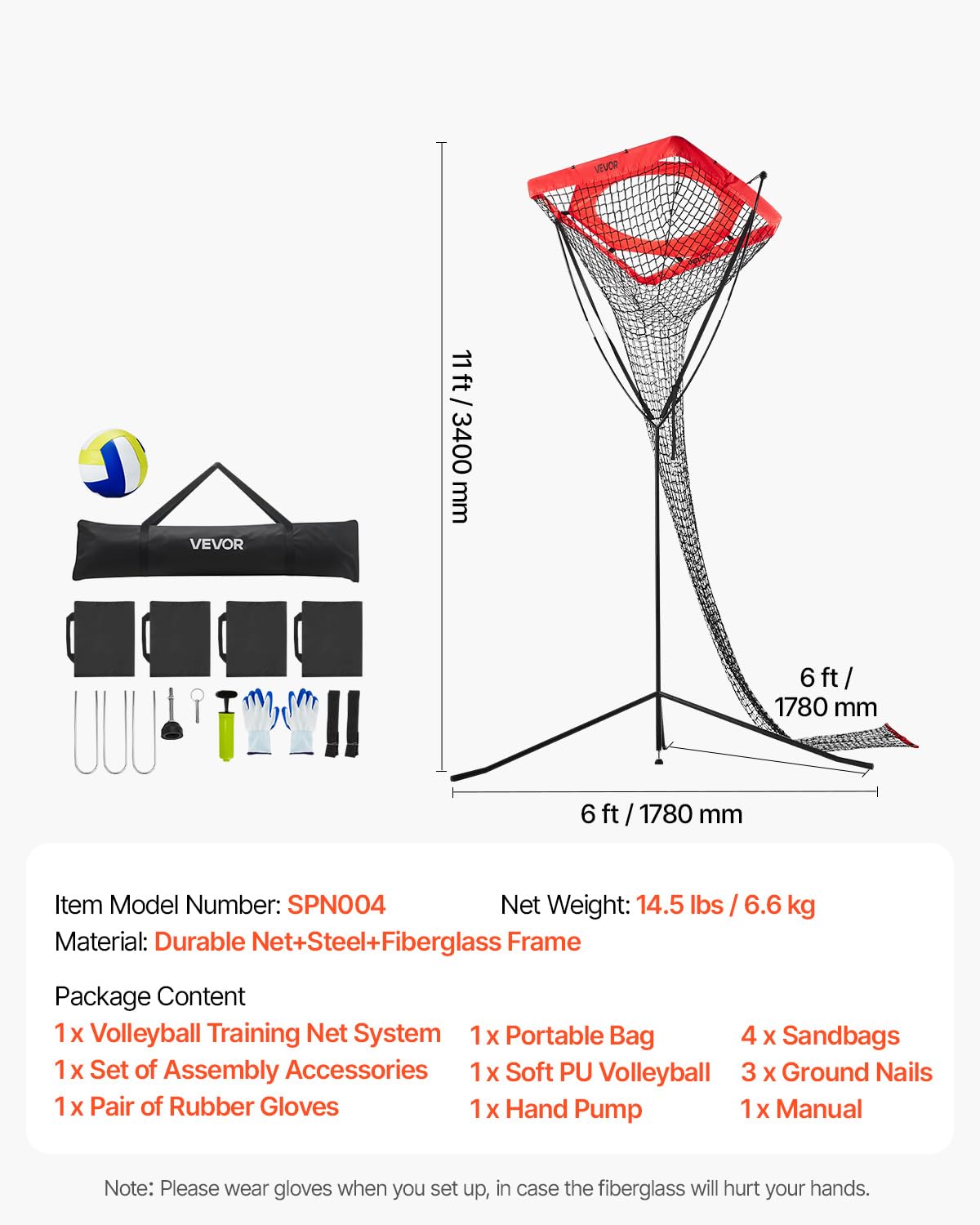 VEVOR Sistema de red de entrenamiento de voleibol, 8 x 11/12 x 11 pies/práctica de lanzamiento/práctica de pinchos/red de 14, estación de red portátil, fácil configuración para interiores y exteriores