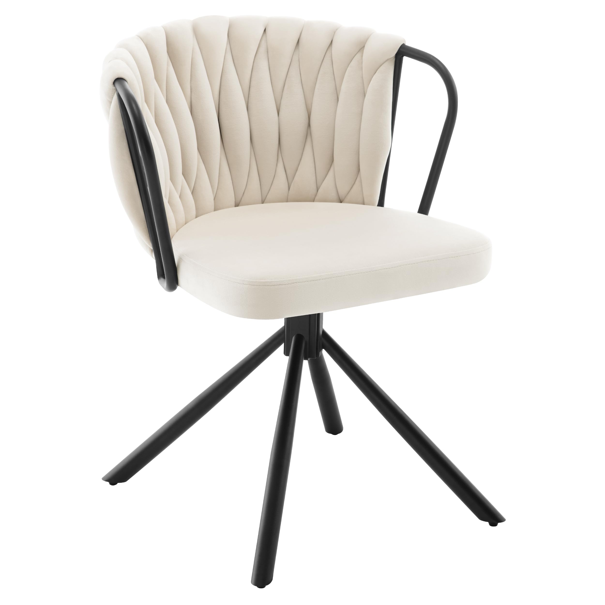 WOLTU EZS72sz-2 Eetkamerstoel, set van 2, gestoffeerde stoel met gevlochten rugleuning en metalen poten, Scandinavische stoel, fluweel, zwart