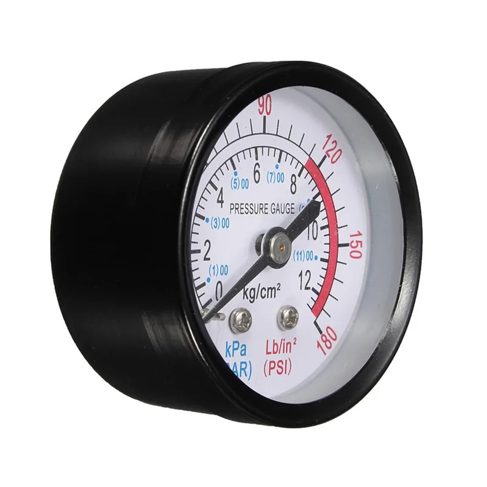 Manometro per pressione dell'aria in bar Filettatura 1/4 BSP Filettatura 0-180 PSI 0-12 Manometro a doppia scala per compressore d'aria Manometro per pressione del fluido idraulico pneumatico