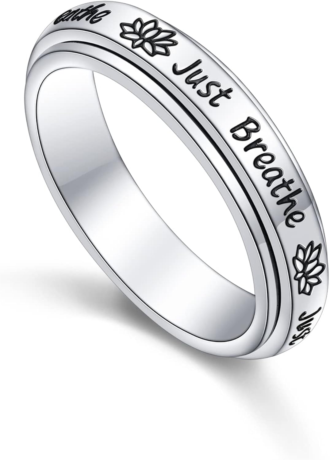 S925 Sterling Silver Spinner Fidget Rings for Anxiety Worry Relieving Boredom ADHD Autism Band for Women Teens