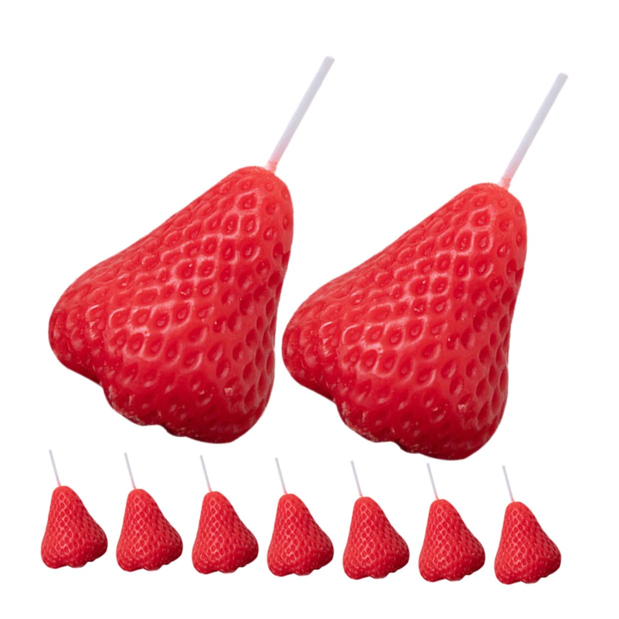 Candele Profumate a Forma di Fragola Effetto Decorativo e Luce Soffusa Set di 9 in Paraffina Rosse per Feste e Decorazioni Domestiche