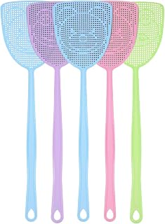5 Pack Fly Swat, Plastic Manual Fly Swatter Insect Mosquito Wasp Pest Control with Long Handle Assorted Colors Heavy Duty, Multi Pack Strong Fly Swatters