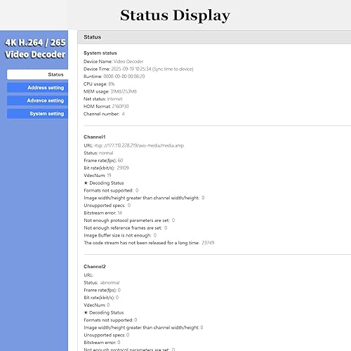 Miniatura 5 de H.265 H.264 Decodificador de vídeo IP HDMI VGA CVBS Video Audio Streaming Decodificador RTMP HLS RTSP UDP SRT Decodificador H.265 H.264 para