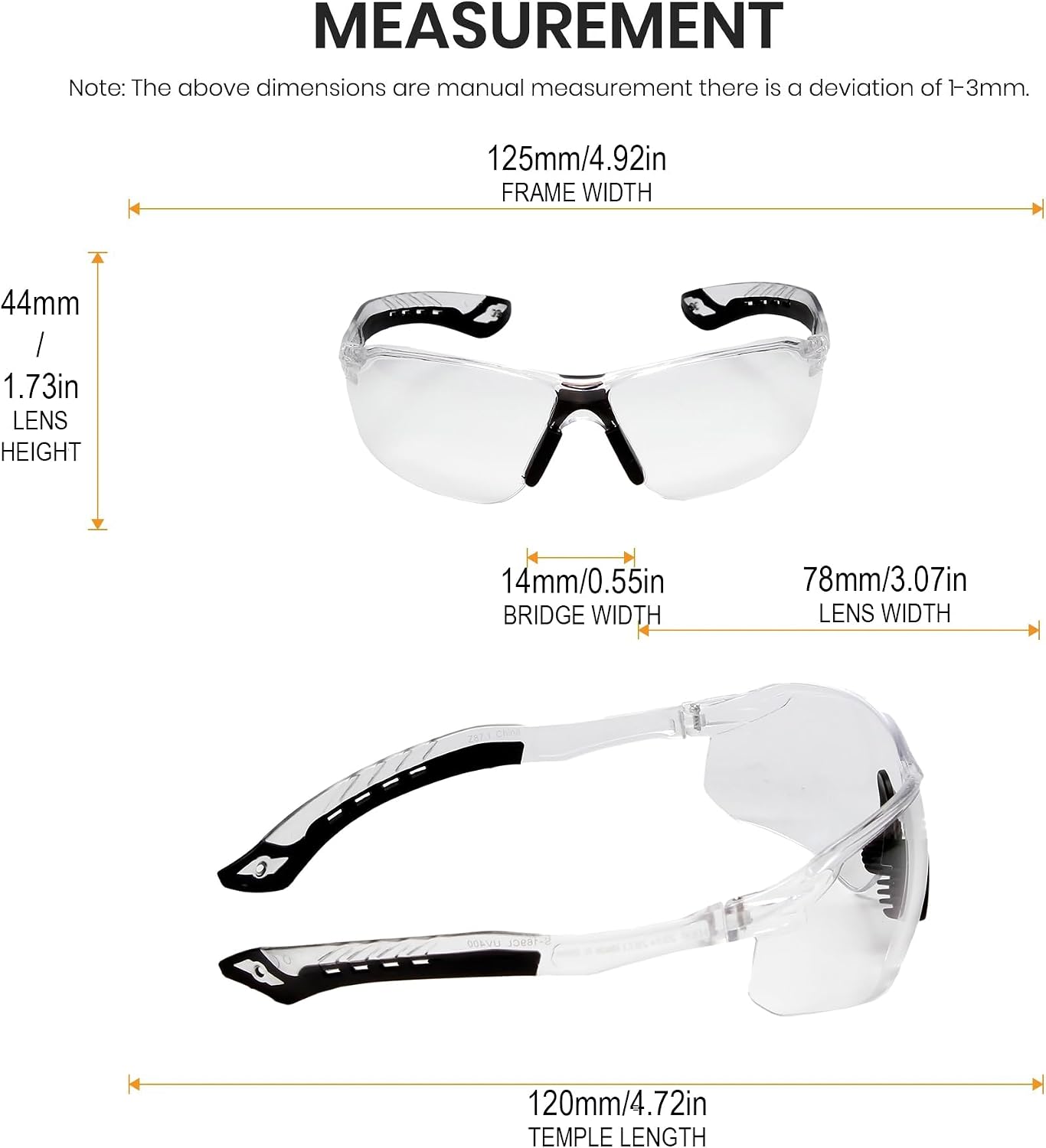Calabria Replays Clear Crystal Black Sport Safety Glasses for Pickleball Eye Protection for Women Pickleball Glasses for Men