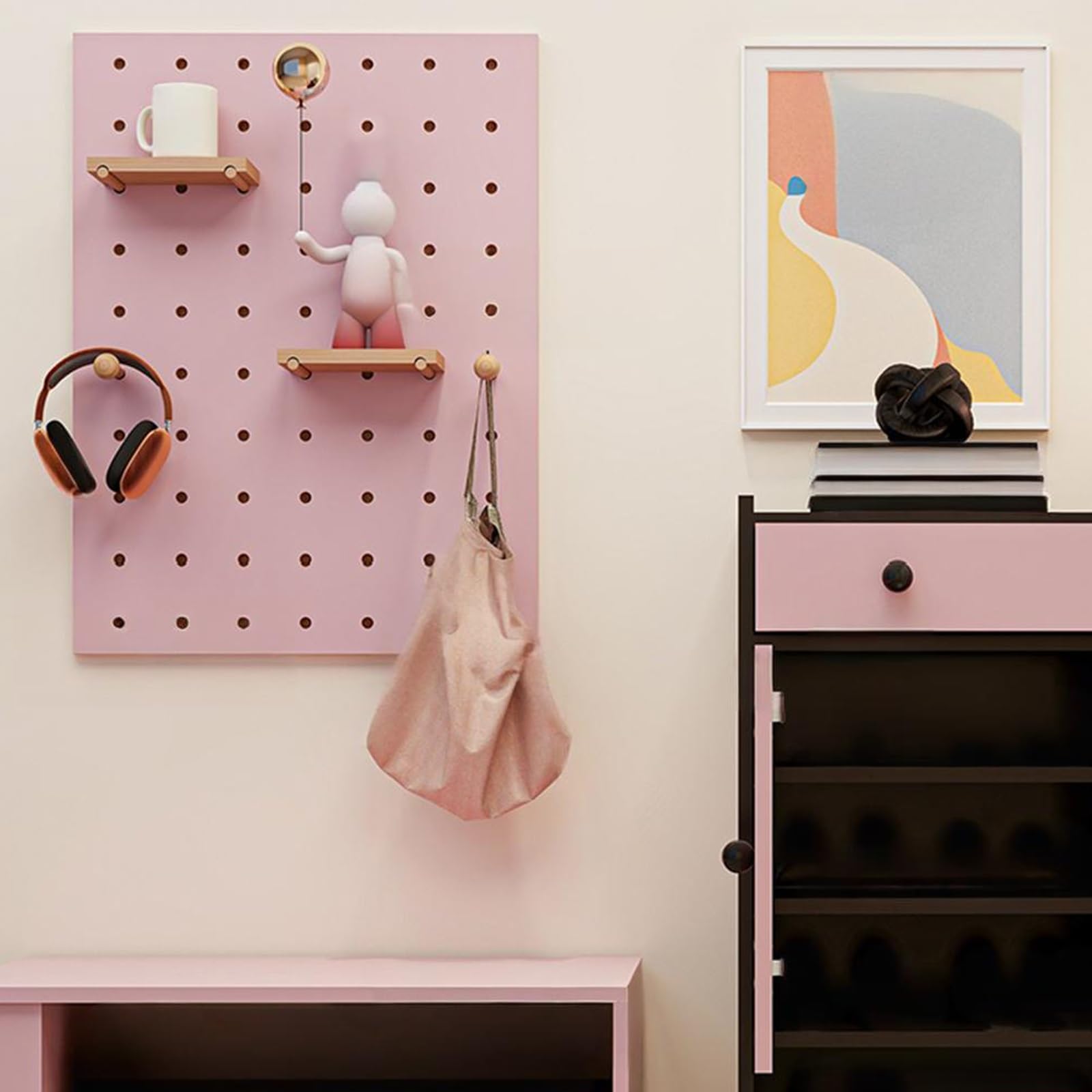 Wandmontierter Stecktafel-Organizer aus Holz, Multifunktionaler Lochwand-Werkzeughalter für Eingangsbereich, Zuhause, Büro, Wohnzimmer
