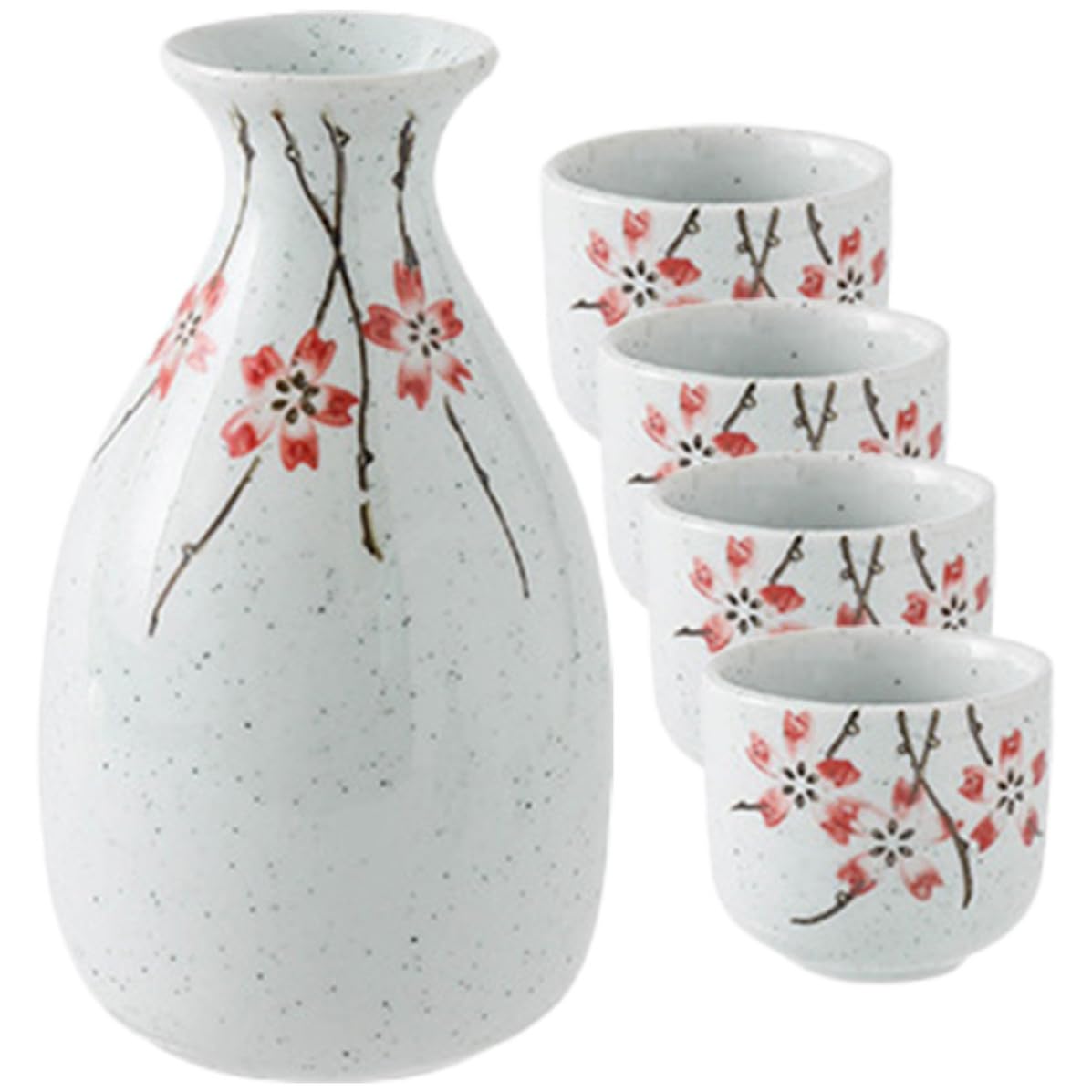 ULTECHNOVO Juego Japonés de Sake de Cerámica Tetera y Tazas en Color Claro