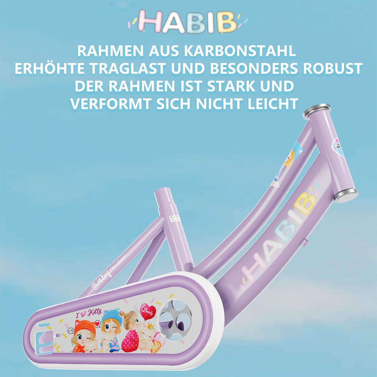 Habib Mädchenfahrrad Komplettset | 12, 14, 16 Zoll | Inkl. Luftpumpe & 6-teiligem Schutz-Set | Karbonstahlrahmen & Duales Bremssystem | Mitwachsend & sicher für Mädchen 3-8 Jahre