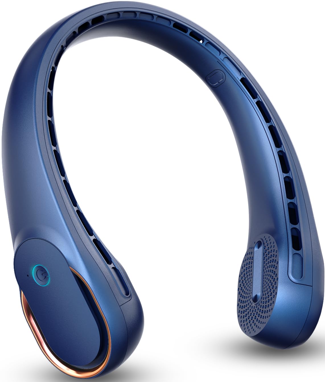 FrSara Neck Fan, Portable Personal Fan Strong Wind, 4000mAh, Air Volume,360° Cooling, No Hair Twisting, Air Volume On 2 Sides, Non-Slip, Quick Charge, Long Use Time, Gift for Father, Dad, Women (Blue)