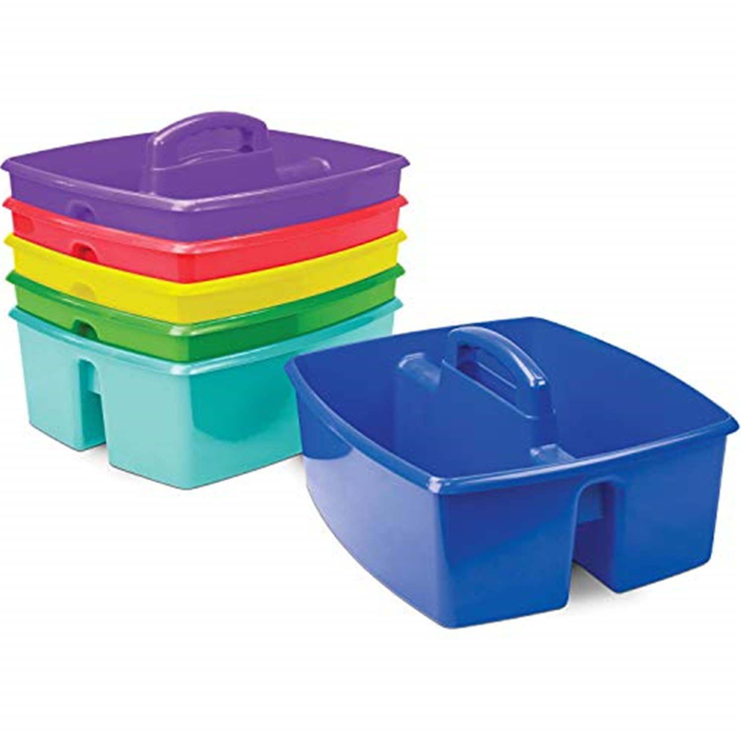 Homestock Artisanal Abode Portable Cubby Bin 6-Pack In Assorted Colors, Lightweight And Stackable, Dishwasher Safe For Easy Cleaning, Ideal For Home Organization And Storage Solutions