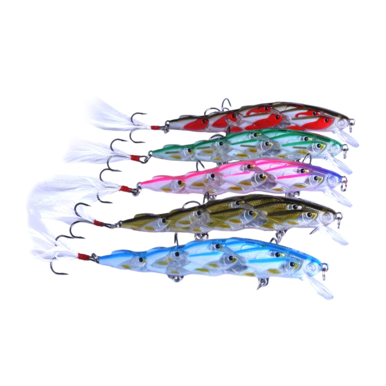 Hemobllo 5pezzi Esche Artificiali Plastica per Pesca Mare Lago e Fiume Esca Imitativa Lifelike con Occhi per Attirare Grandi Pesci per Appassionati di Pesca