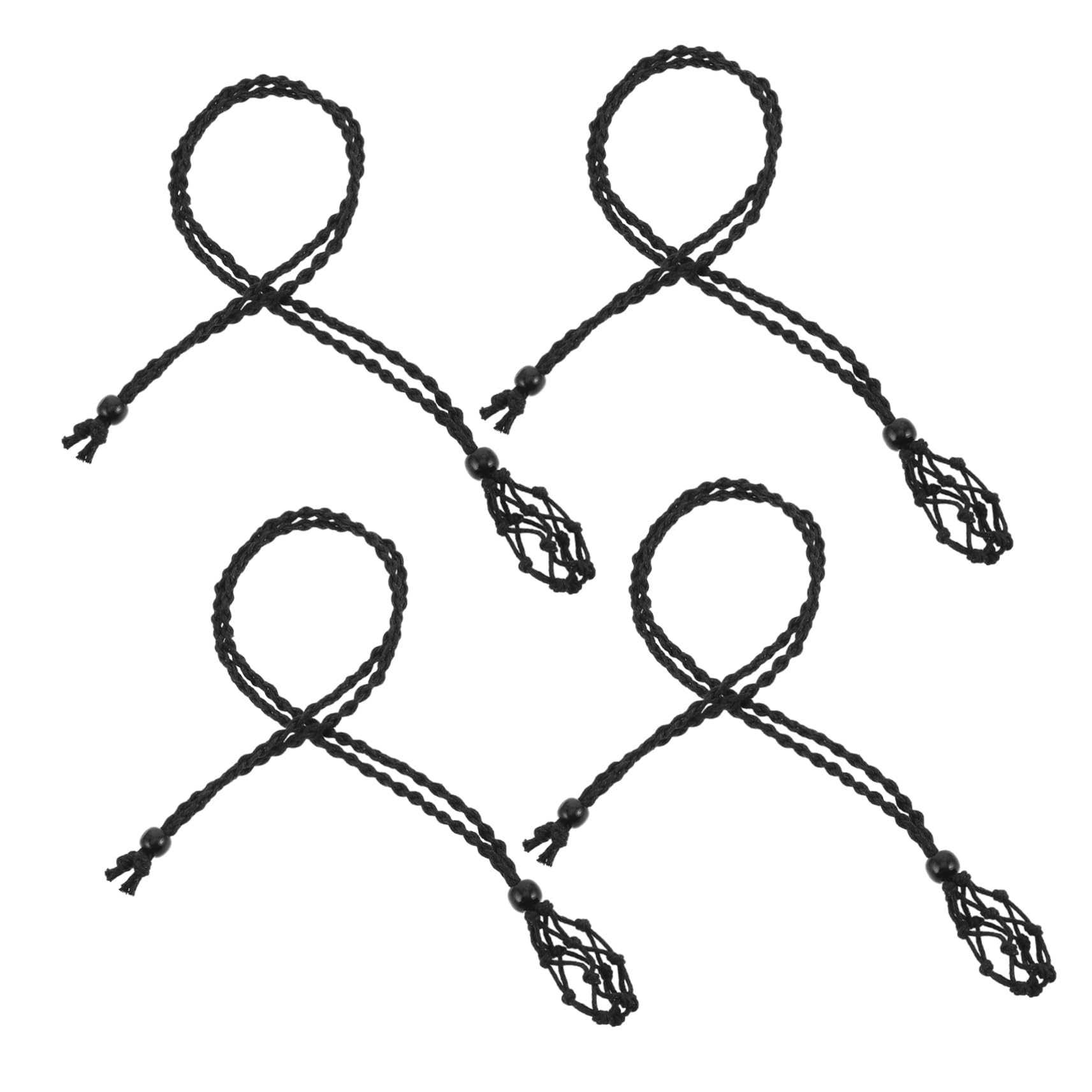 Cordino Regolabile per Collana Porta Pietre di Cristallo 24 Pezzi | Tessuto Nero, Intreccio Artigianale, Uso per Progetti DIY e Occasioni Casuali