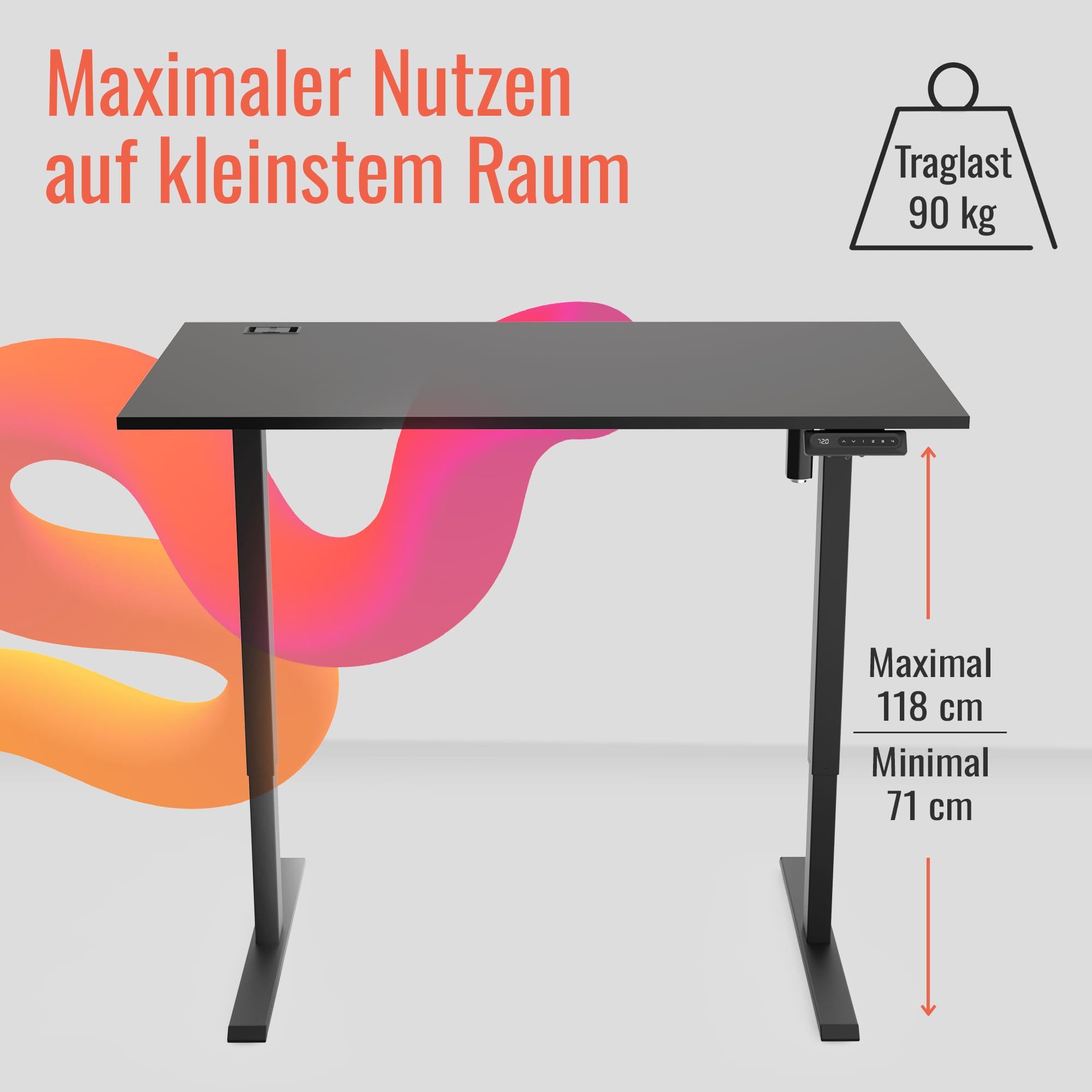 Yaasa Desk Lite 100x60cm, Premium-Schreibtisch elektrisch höhenverstellbar | Elektrisch höhenverstellbarer Schreibtisch für Büro, Automatikfahrt, verschiedene Größe und Farben, 5 Jahre Garantie