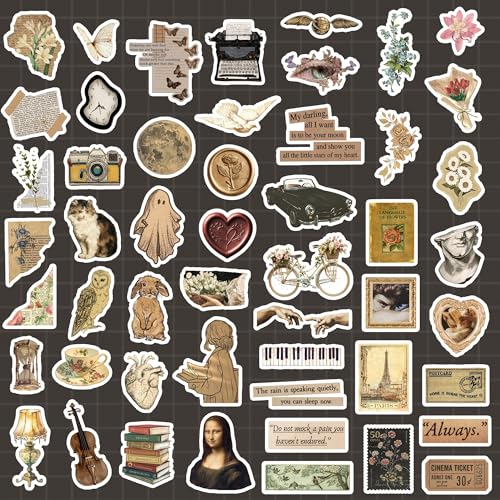Image of Brown Aesthetic Sticker Pack (50+ Stickers) | Vintage Brown & Retro Vibes | Glossy Premium Vinyl | Waterproof, Scratch & Fade Resistant | Stickers for Laptop, Bottle, & journaling