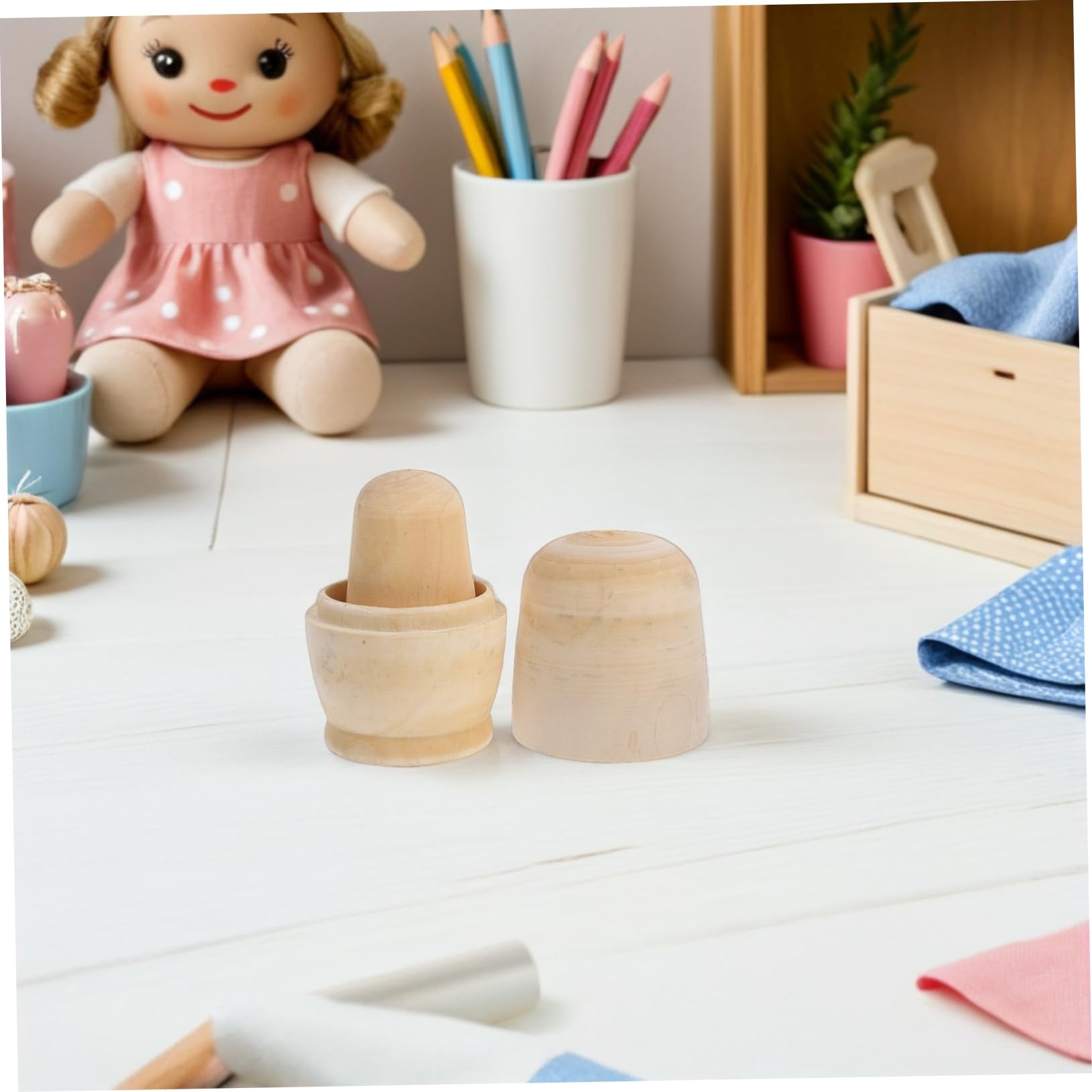 Muñecas Rusas de Madera sin Pintar 5 Capas Estructura Anidada para Manualidades Creativas y Almacenamiento Compacto Adecuado para Fiestas y Regalos
