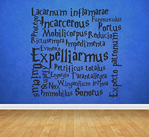Harry Potter Style Spells Décoration murale en vinyle 58 cm x 58 cm Noir Cover