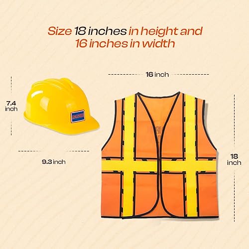 Miniatura 2 de Tigerdoe - Disfraz de construcción para niños sombrero de construcción y chaleco de disfraz accesorios de vestir para niños sombrero de construcción