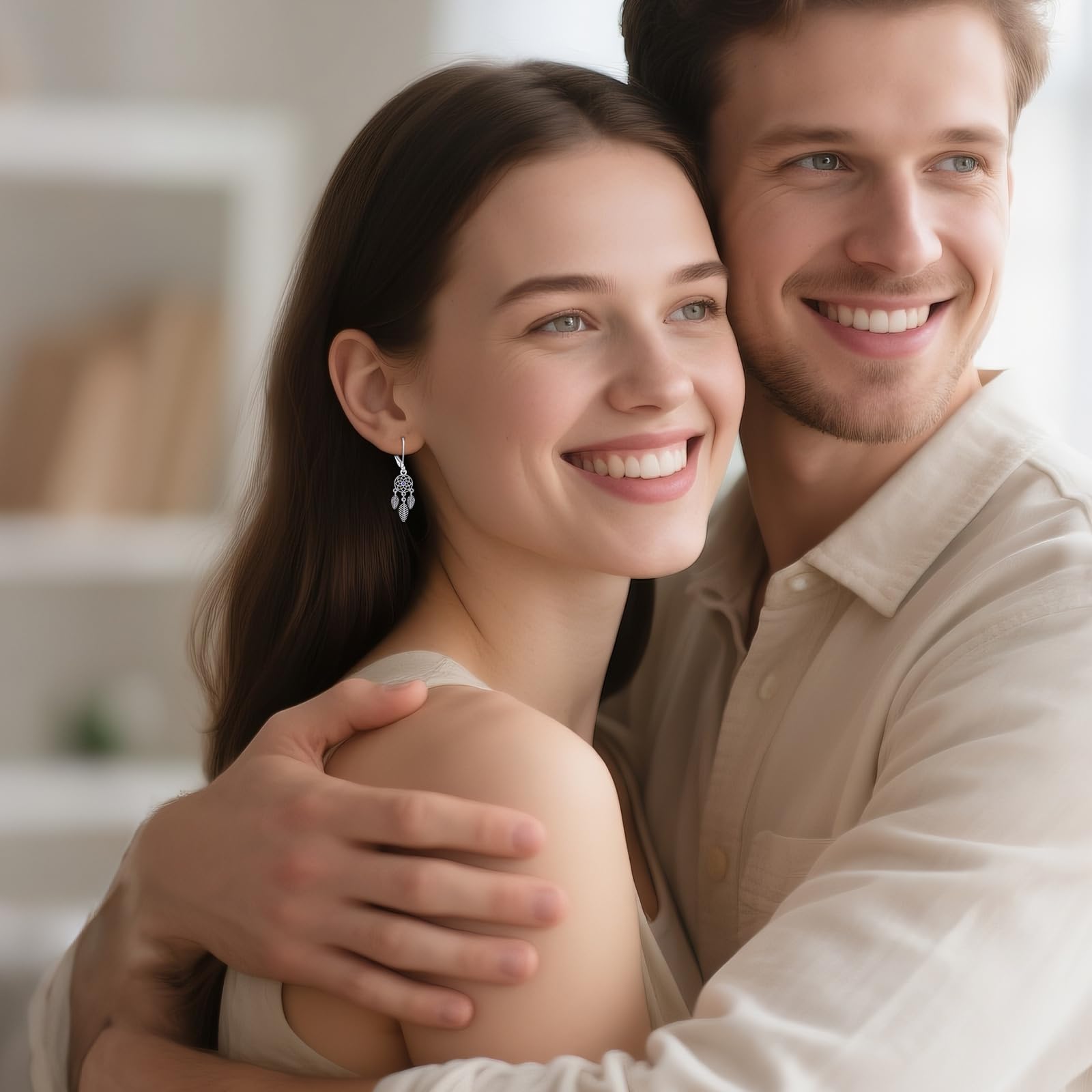 VONALA Orecchini acchiappasogni per donne e ragazze, in argento Sterling con turchese e piume, orecchini pendenti in stile bohémien, gioielli regalo per donne e ragazze