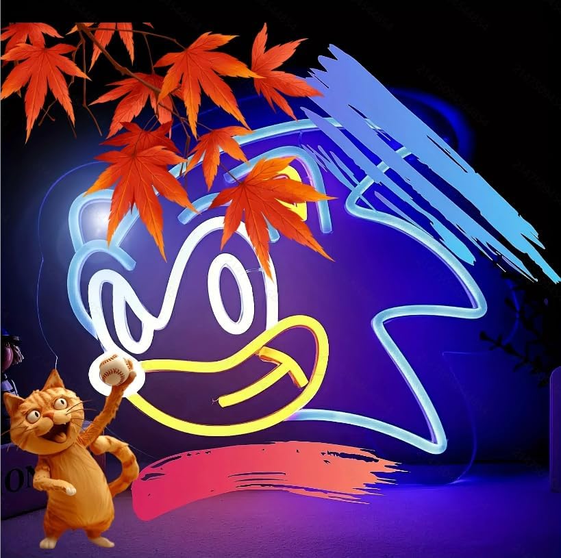 Luces LED de neón de erizo, luces de neón para juegos USB, decoraciones de pared sónico el mejor regalo de juego para adolescentes, decoraciones de