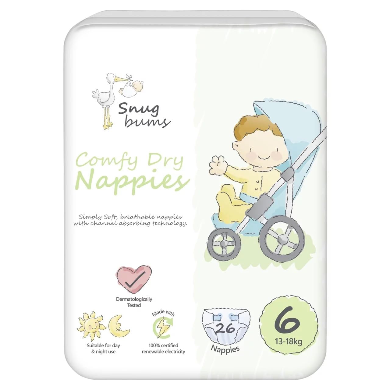 Snug Bums 26 Comfy Dry Nappies 6 13-18kg, Dc12v_nbr, 1.25"