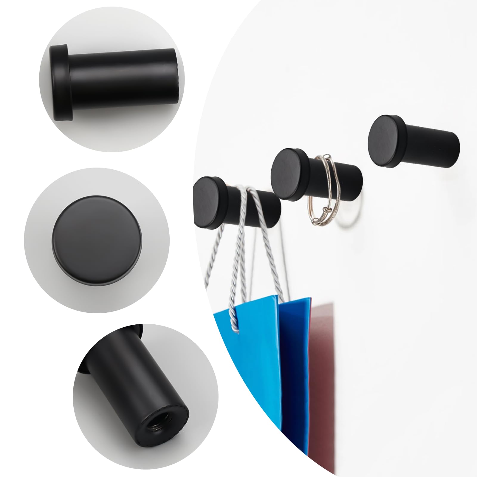 6 Piezas Gancho Pared Negro Círculo Colgador Toalla Baño, Percha Baño Acero Inoxidable 36mm, Colgador Pared Tornillo Perchas Cuelga Toallas Baño Ganchos para Abrigo Bata, Gancho Ropa con Tornillos