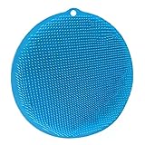 足洗いブラシ シリコン製 バスルーム用 フットスクラバー ブルー 円形