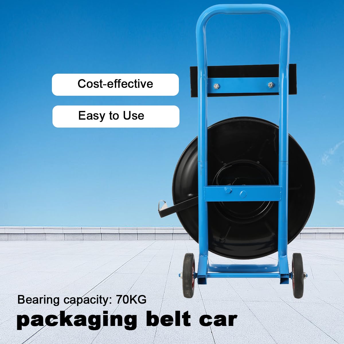 Abrollwagen Umreifungswagen für PP PET Polyesterfaserband Umreifungsbänder Umreifungsgerät, Fahrbarer Abroller Verpackungsriemenwagen für Kerndurchmesser 203 mm, Max Load 70Kg