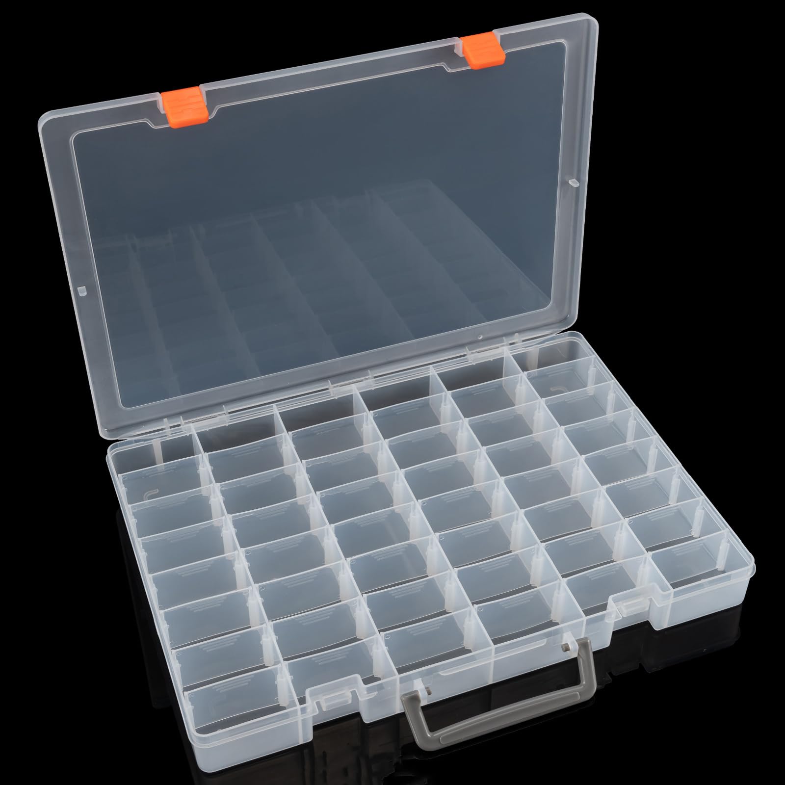 Udefineit Paquete de 2 cajas organizadoras grandes de plástico transparente de 48 rejillas con separadores ajustables, organizadores de cuentas, cajas de colección de rocas, contenedores de