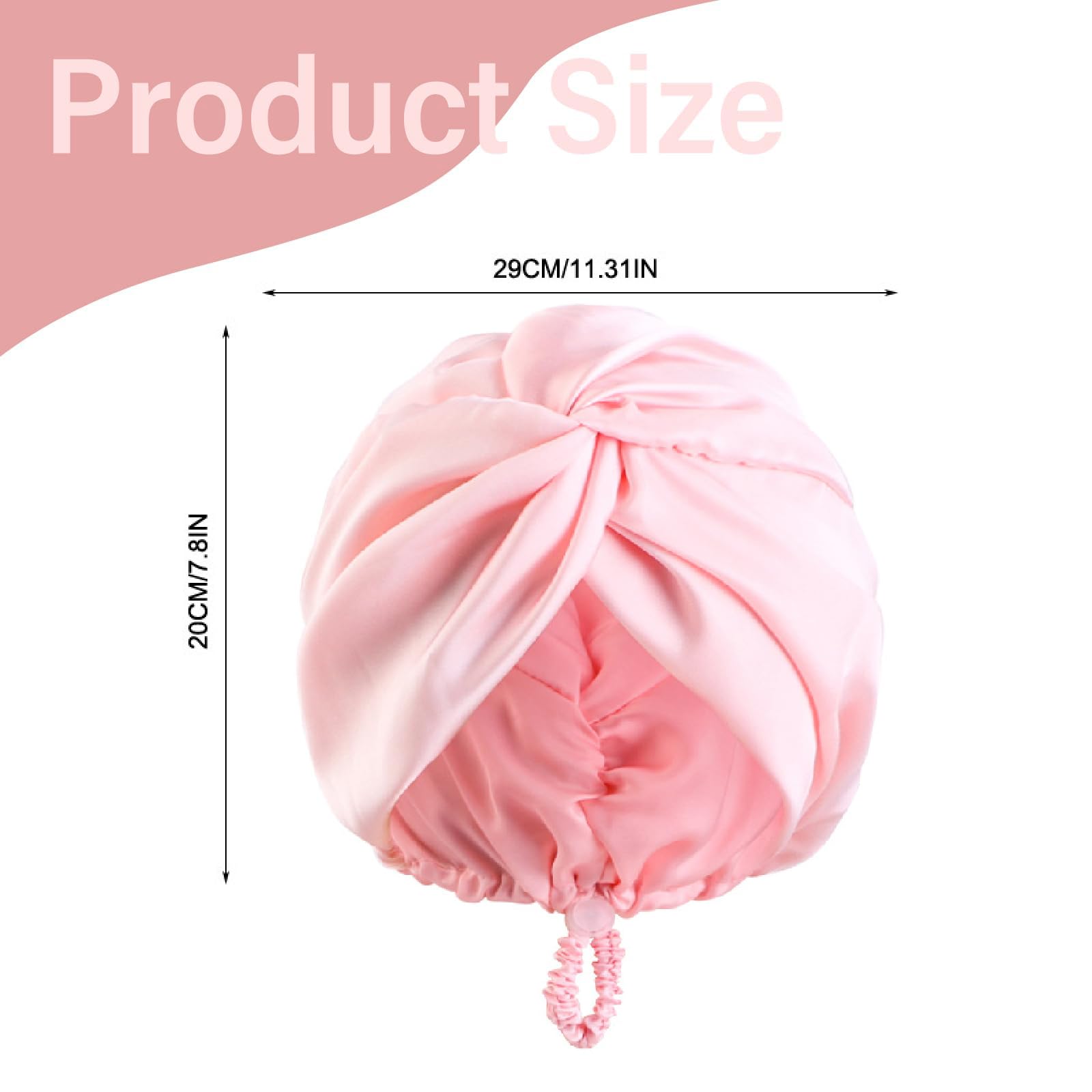 Jidyllic Silk Bonnet for Sleeping,Adjustable Imitation Night Sleep Caps Satin Bonnet Silky Bonnet Night Cap for Women with Curly Hair Pink - Image 2