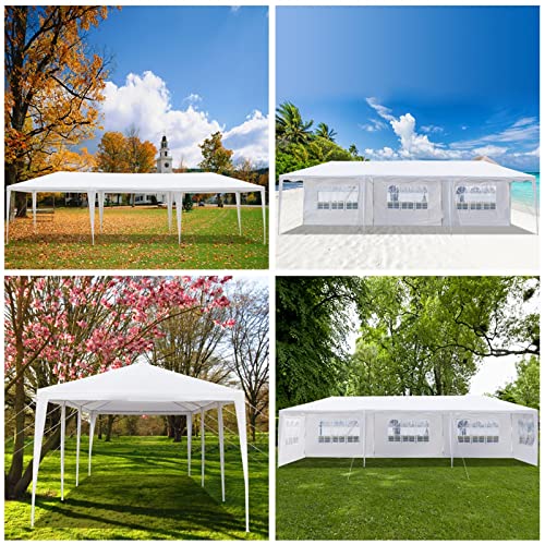 10' X 30' Outdoor Canopy Party Wedding Event Tent Waterproof Sun Shelter Canopy Heavy Duty Gazebo Storage Pavilion W/ 5 Removable Sidewalls, White #TOP6