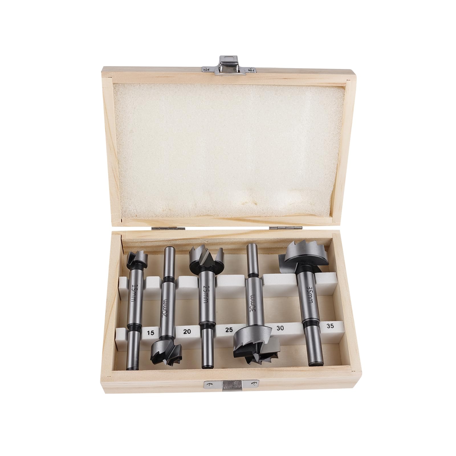 Juego de 5 brocas Forstner, fresas para madera de acero al carbono con múltiples dientes para madera dura, plástico y contrachapado, vástago redondo de 15 mm a 35 mm TS/KKQ-05