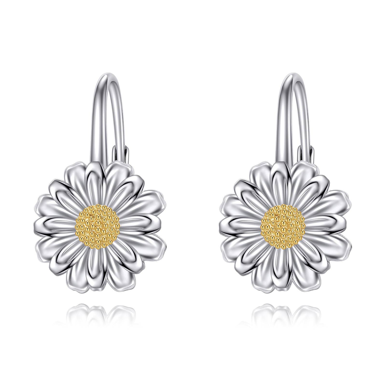 Orecchini da donna a forma di margherita, in argento Sterling 925, con chiusura a monachella, placcati oro, idea regalo per lei
