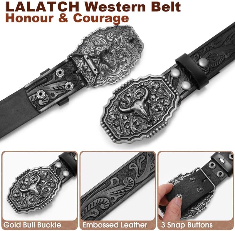 Cowboy Western Belts for Men Woman, Leather Cowboy Belt Men Women Western Cowgirl Country Belts for Gifts Jeans - Image 6
