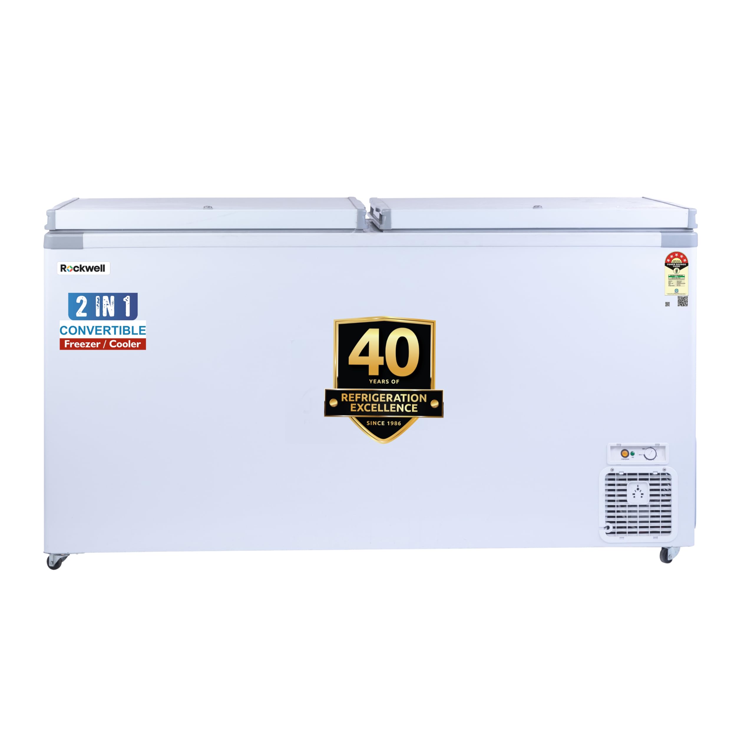 Rockwell 550DDU Double Door 5 Star Convertible Deep Freezer | Fast Cooling, Low Power Consumption, Energy Efficient, Spacious Storage Capacity, Great for Homes & Businesses