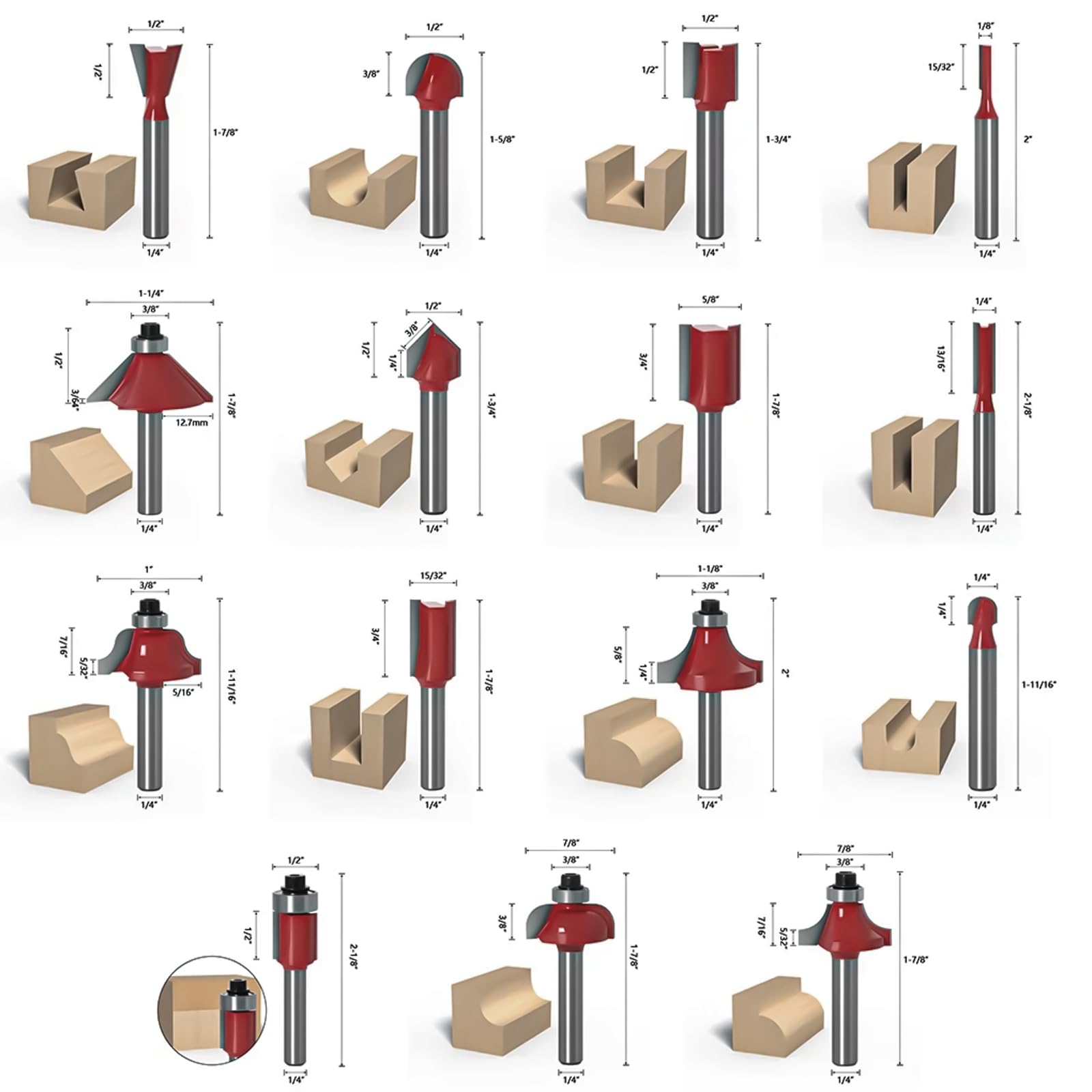 fresa per fresa superiore 8 mm - Set di utensili per lavorazione del legno con chiave inglese e accessori