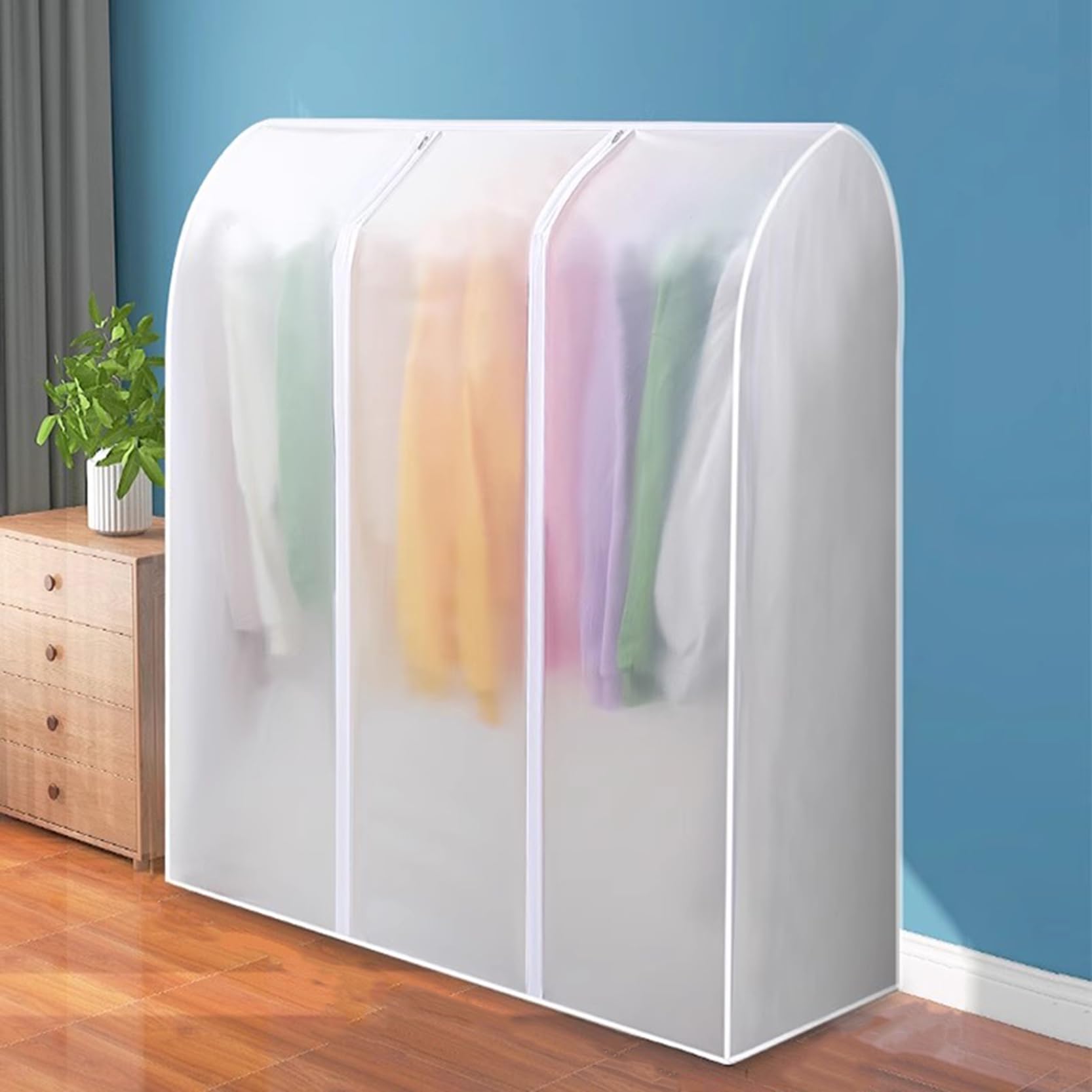 Protector Schutzhülle für Kleiderständer,Abdeckung Kleiderstange, Clear/durchscheinende Kleiderständer-Abdeckung, wasserdicht, Kleiderstangenabdeckung mit Reißverschluss,B 160x50x150cm