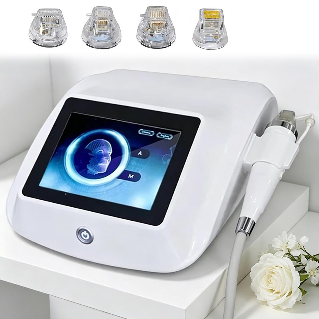 QianCruxtacy Fractional RF Microneedling Machine with 4 Heads for Face and Body,Anti-Aging Wrinkle Removal,Skin Tightening,Acne Scar and Stretch Mark Treatment,Non-Invasive Facelifting Beauty Device