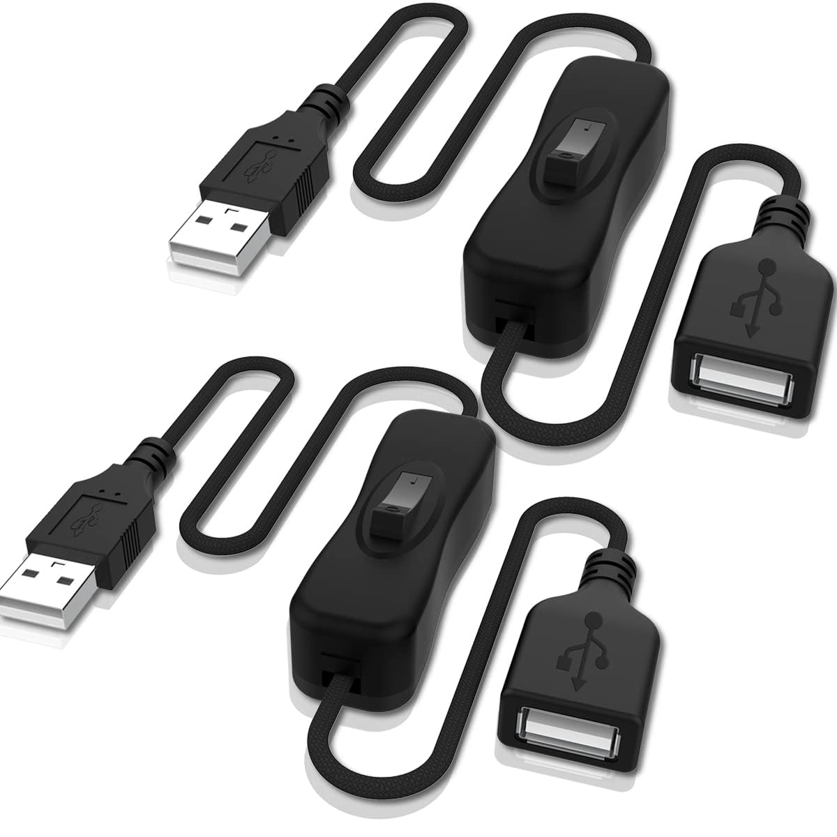 ANDTOBO USB Kabel mit EIN/aus Schalter, Aufgerüstet USB Kabel mit Schalter stromkabel EIN/aus für Fahrrekorder, LED Streifen, iOS System usw - 2 Stücke