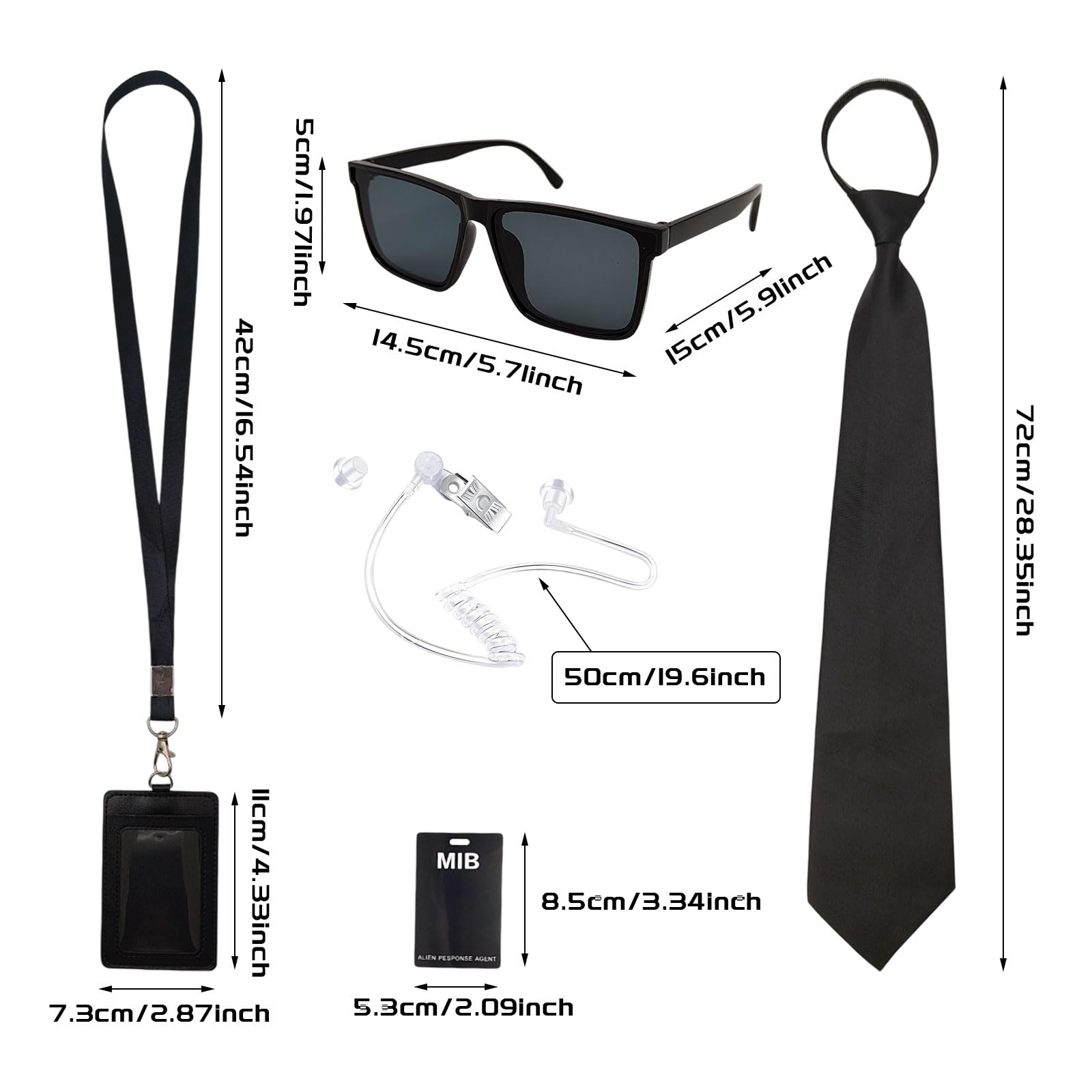 TUONYIS 6 Pcs Agent Accessories Set Secret Service Costume Set Spy Costume Accessories, with Sunglasses, Tie, Card Holder - Image 2