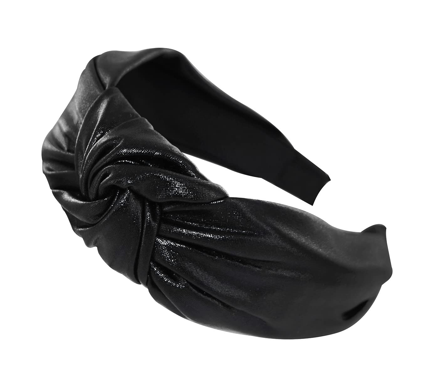 axy Wide Headband with Knot Metallic Colour - Women's Headband in Metallic Look Headband Hair Accessories HR35G (Black) - Image 3