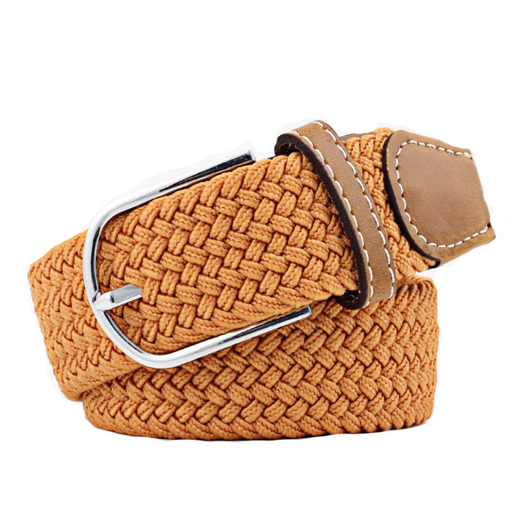 Rojeam Womens Belt Elastic Belt Unisex Men Women Casual Stretch Woven Belt Elastic Braided Belt 107cm, Light Tan