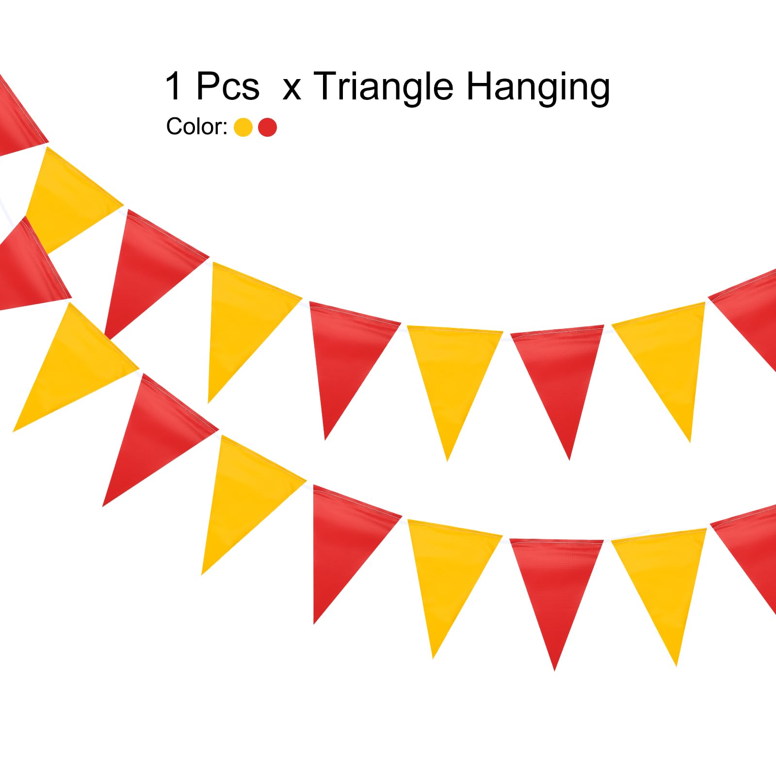 QUARKZMAN 1 Pezzo 30m Gagliardetti Bandiere Bandiera a Triangolo Corda Bandierina Triangolari per Decorazioni Festive Matrimonio Festa Compleanno, Rosso, Giallo