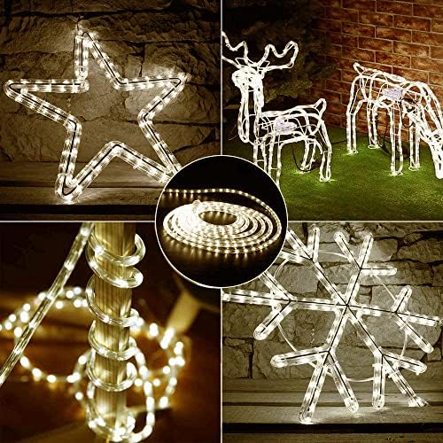 XUNATA 6.6ft 2-Wire Waterproof LED Rope Light Kit,110V-120V PVC 30 LED/M Tube Lights Strip for Background, Outdoor, Christmas, Home Decoration(Warm White) - 1