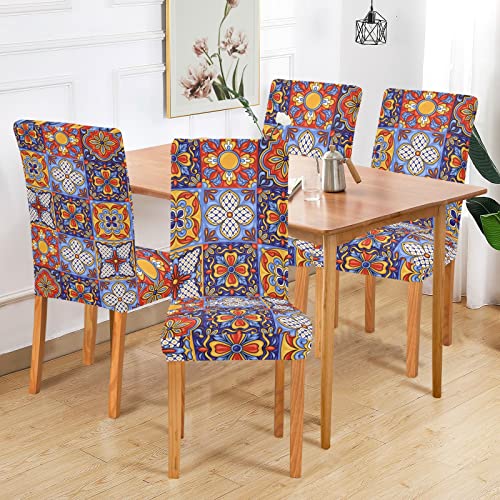 Mexican Italian Ceramic Dining Chair Covers Set Of 2 Washable Removable Chair Slipcover Stretch Dining Chair Seat Cover For Dining Room Ceremony Wedding Party Decor Hotel #TOP5