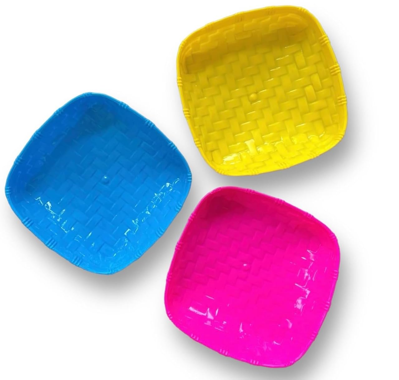 Serving Tray Square Shaped Plastic Tray Muram soop sup moram for Chat puja and Kitchen Multicolor, Size 26x26 cm, 2 Pieces-image-36