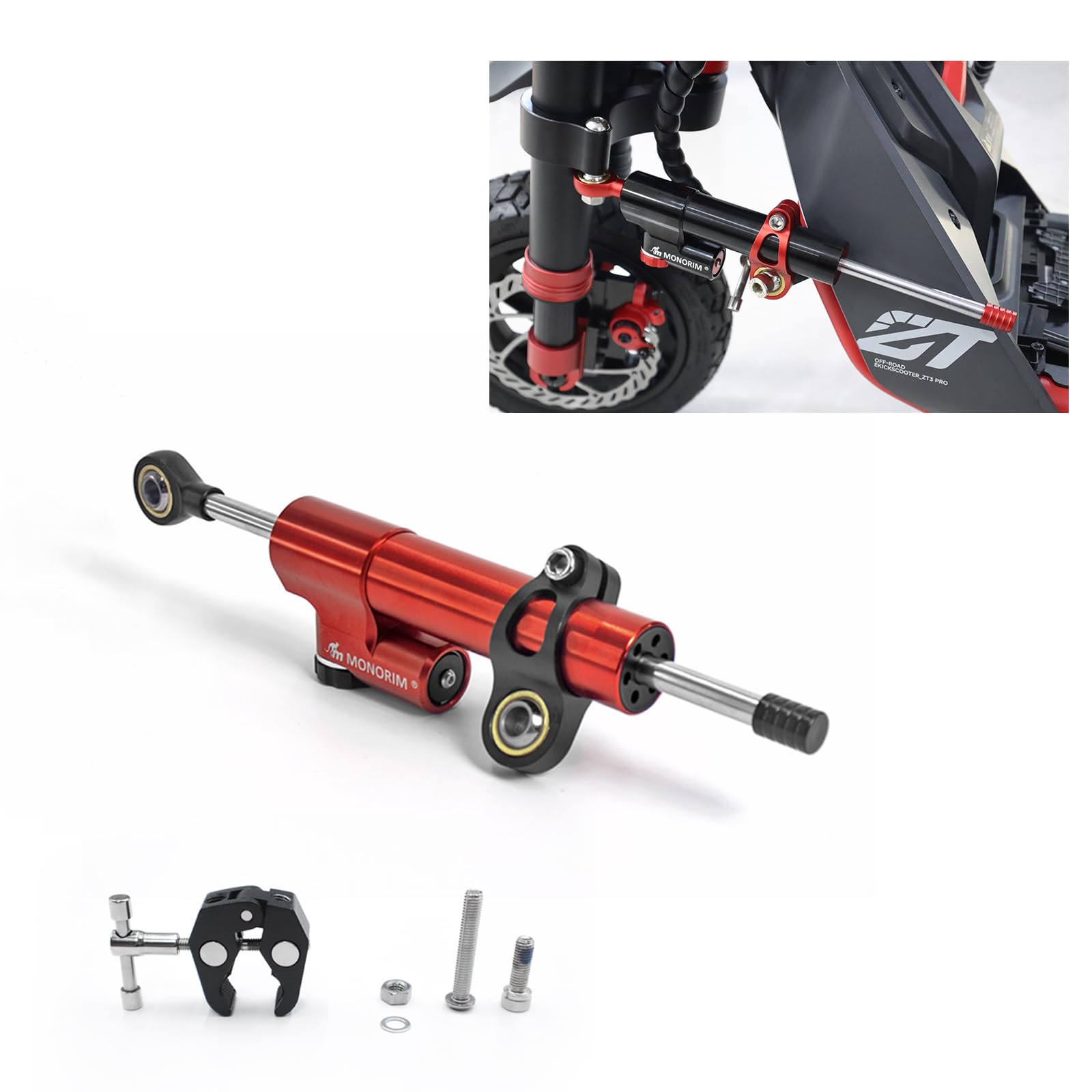 Stabilisateur De Direction Monorim MDZT3 Pour Segway ZT3 Pro - Amortisseur Avant Pour Plus De Stabilité à Haute Vitesse - Nécessite L'amortisseur MZ3