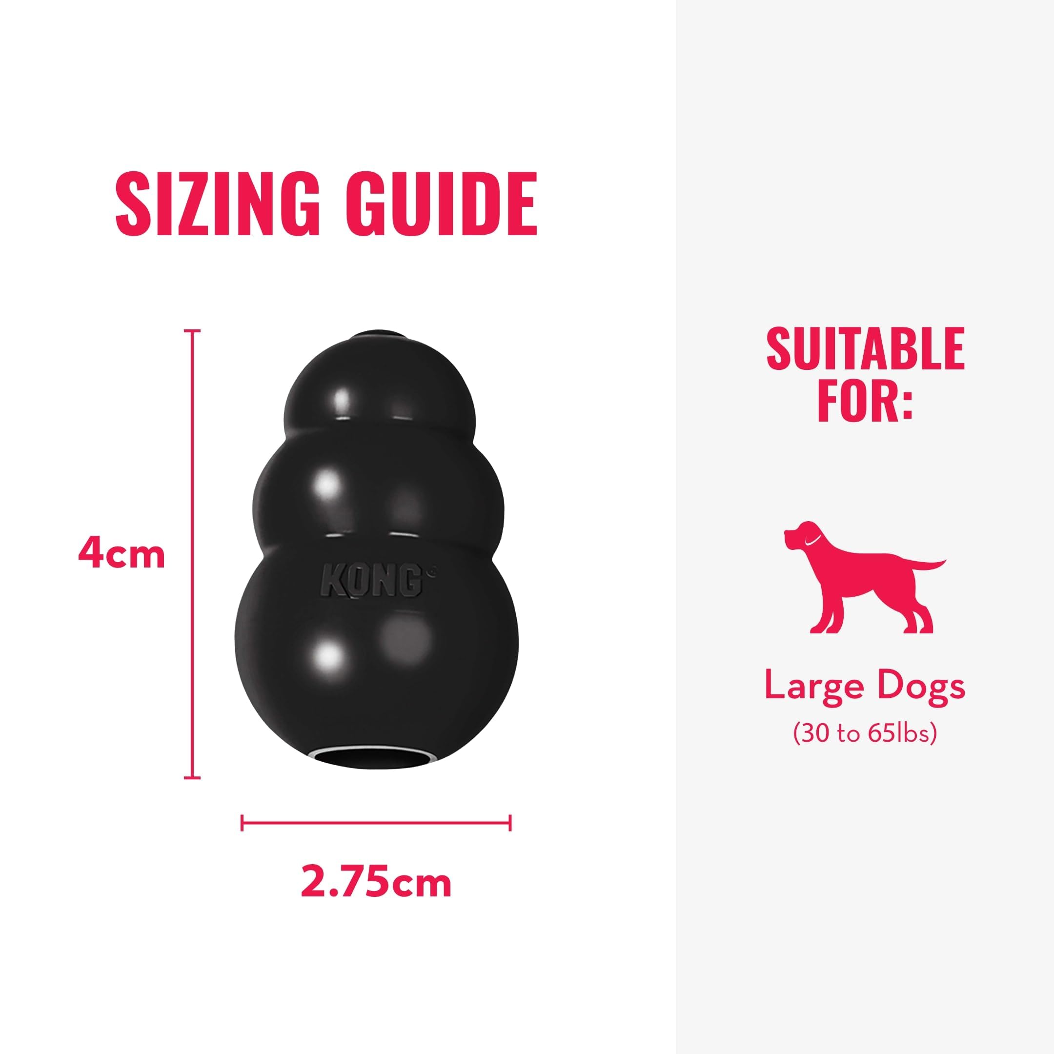 KONG Extreme Dog Toy - Giocattolo da recuperare e masticare, capacità di riempimento e rimbalzo irregolare per un tempo di gioco prolungato, materiale in gomma naturale più resistente, per masticatori
