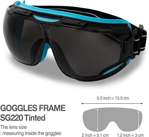 Miniatura 10 de DEX FIT Gafas protectoras de seguridad SG220 antivaho y arañazos, protección ocular Z87 para trabajos de laboratorio, ciencia y química, ajustables