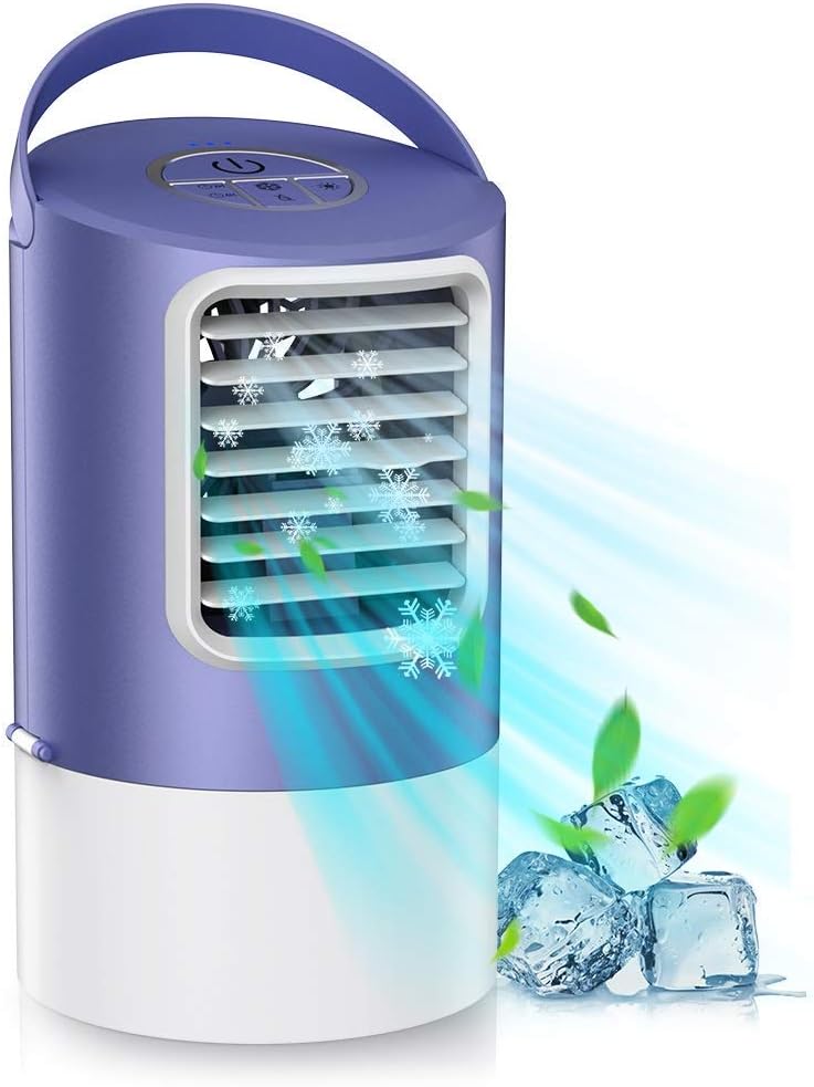 Personal Air Cooler Mini Evaporative Cooler?3 Speeds Quiet Desk Air Conditioning Fan Misting Personal Air Conditioner with 2H/4H Timer, Perfect for Home Office Bedroom (Renewed)