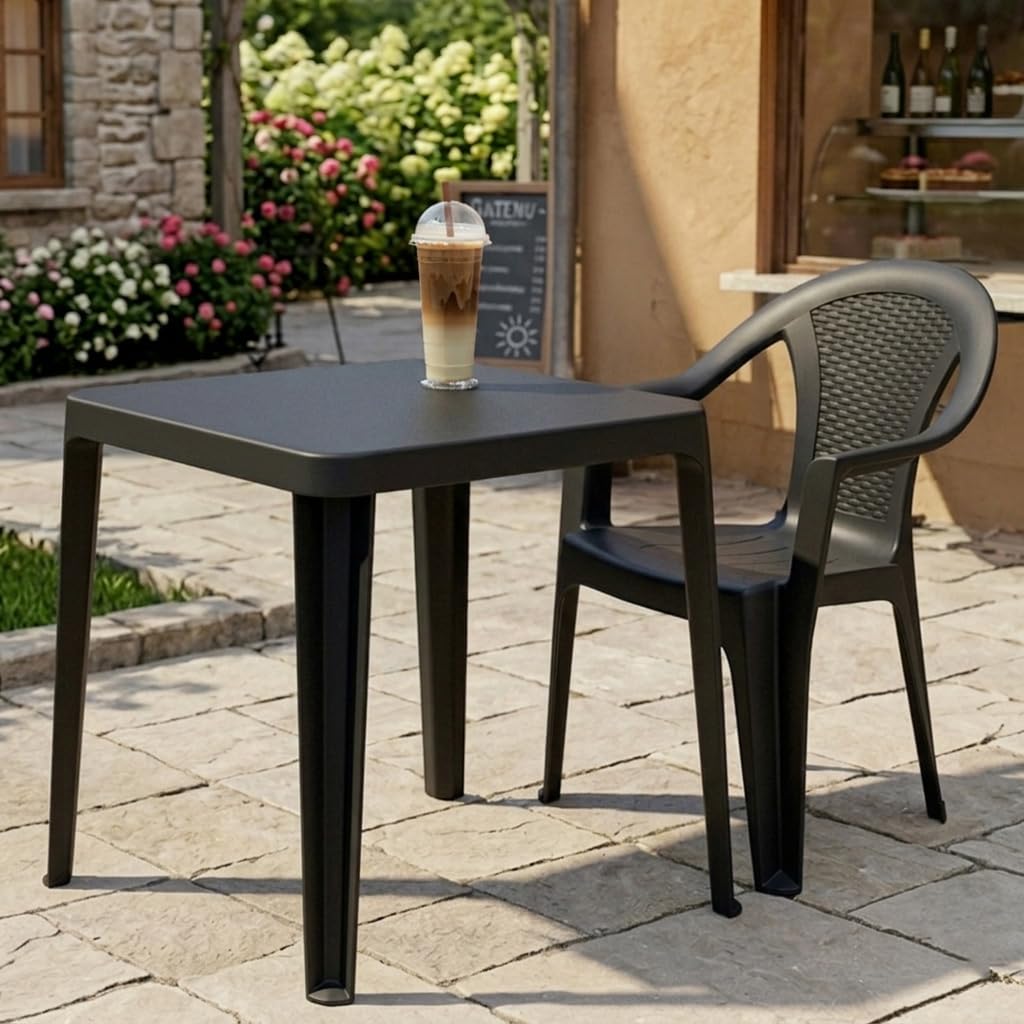 Chaise de jardin empilable, plastique effet rotin - Chaise empilable en plastique - 2 couleurs au choix 1 Stück - anthrazit