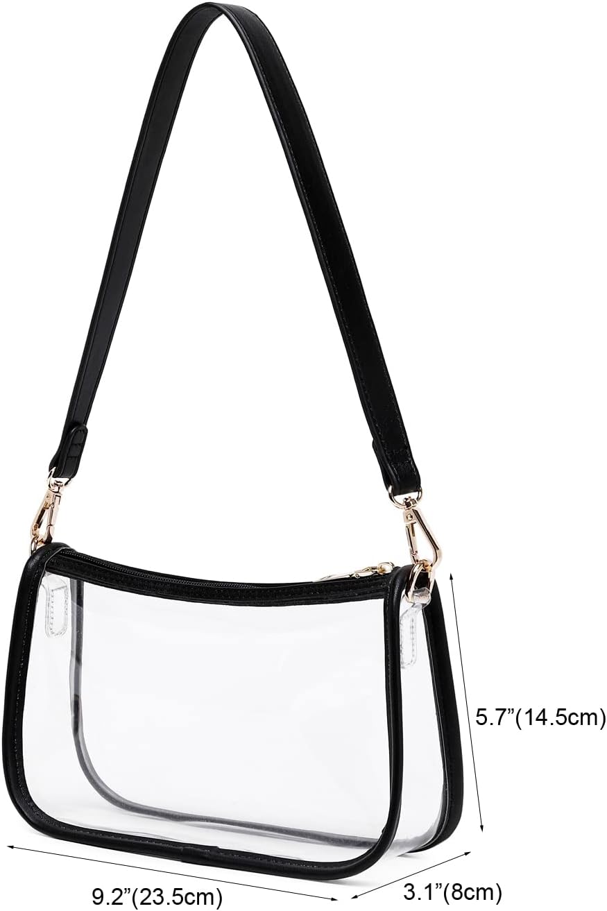 Clear Tote Bag Stadium Approved Clear Purse PVC Handbag Retro Classic Transparent Bag for Concert